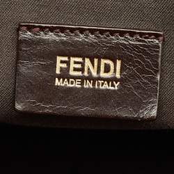 Pre Owned Fendi Tobacco/Magenta Pequin Canvas Medium Roll Shopper Tote