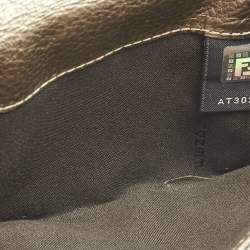 Pre Owned Fendi Metallic Zucca Fabric and Leather French Flap Compact Wallet