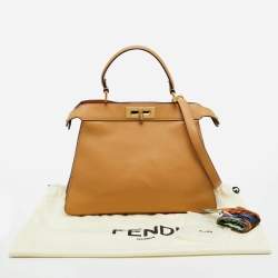 Pre Owned Fendi Tan Leather Medium Peekaboo Iseeu Top Handle Bag
