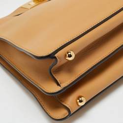 Pre Owned Fendi Tan Leather Medium Peekaboo Iseeu Top Handle Bag