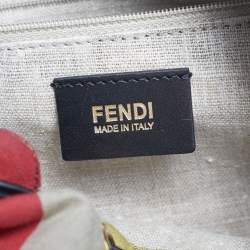 Pre Owned Fendi Black/Multicolor Leather and Fabric Studded B. Fab Drawstring Tote