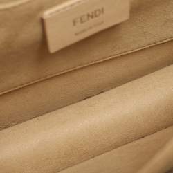 Pre Owned Fendi Light Blue Leather Medium Scalloped Kan I Shoulder Bag