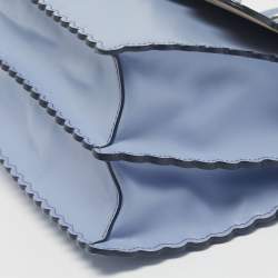 Pre Owned Fendi Light Blue Leather Medium Scalloped Kan I Shoulder Bag