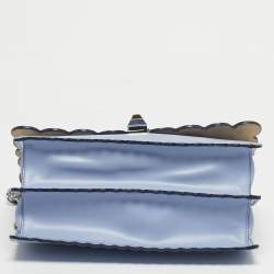 Pre Owned Fendi Light Blue Leather Medium Scalloped Kan I Shoulder Bag