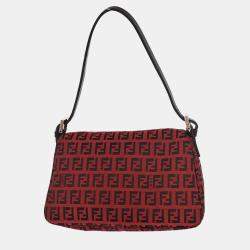 Pre Owned Fendi Red Zucchino Handbag