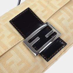 Pre Owned Fendi Beige Zucca Baguette Handbag