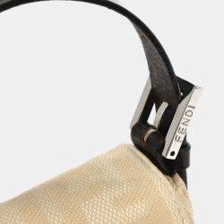 Pre Owned Fendi Beige Zucca Baguette Handbag