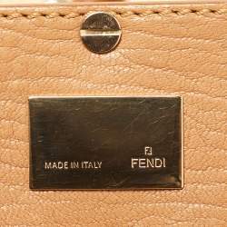 Pre Owned Fendi Brown/Natural Interwoven Raffia Large Mia Shoulder Bag