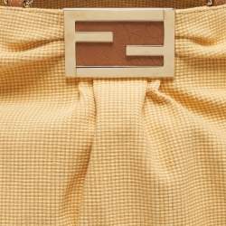 Pre Owned Fendi Brown/Natural Interwoven Raffia Large Mia Shoulder Bag