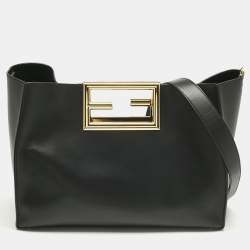 Pre Owned Fendi Black Leather Medium Way Tote
