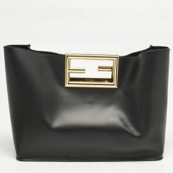 Pre Owned حقيبة يد فندي "واي" متوس طة جلد أسود