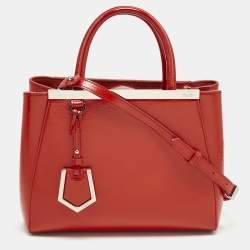 Pre Owned Fendi Red patent Leather Petite 2Jours Tote