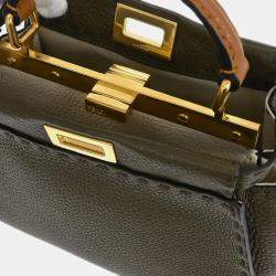 Pre Owned Fendi Brown Leather Peekaboo 2way Handbag