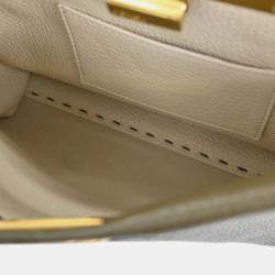 Pre Owned Fendi Brown Leather Peekaboo 2way Handbag