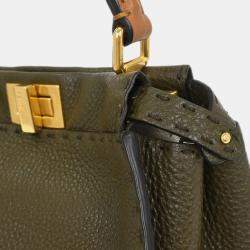 Pre Owned Fendi Brown Leather Peekaboo 2way Handbag