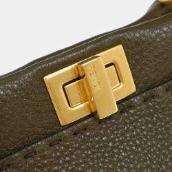 Pre Owned Fendi Brown Leather Peekaboo 2way Handbag