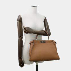 Pre Owned Fendi Selleria Peekaboo Brown Leather Size Regular