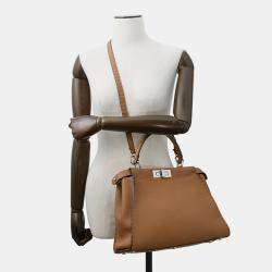 Pre Owned Fendi Selleria Peekaboo Brown Leather Size Regular