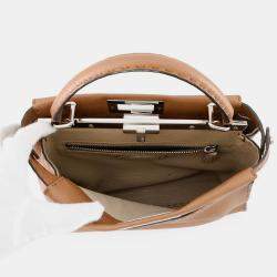 Pre Owned Fendi Selleria Peekaboo Brown Leather Size Regular