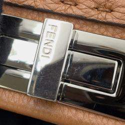 Pre Owned Fendi Selleria Peekaboo Brown Leather Size Regular