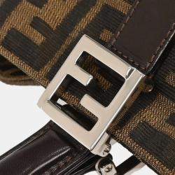 Pre Owned Fendi Black/Brown canvas Leather Zucca Handbag