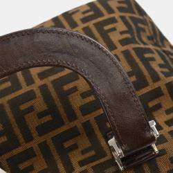 Pre Owned Fendi Black/Brown canvas Leather Zucca Handbag