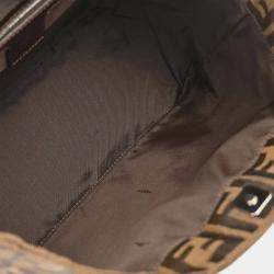 Pre Owned Fendi Black/Brown canvas Leather Zucca Handbag