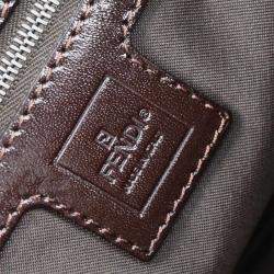 Pre Owned Fendi Black/Brown canvas Leather Zucca Handbag