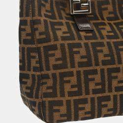 Pre Owned Fendi Black/Brown canvas Leather Zucca Handbag