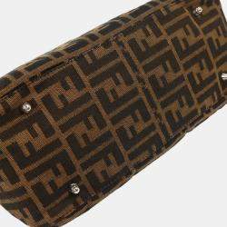 Pre Owned Fendi Black/Brown canvas Leather Zucca Handbag