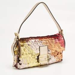 Pre Owned Fendi Multicolor Sequins Medium Baguette Bag