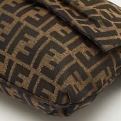 Pre Owned Fendi Tobacco Zucca Canvas and Patent Leather Mia Flap Shoulder Bag
