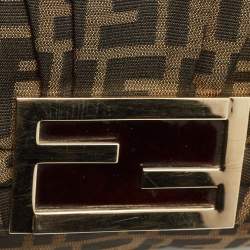 Pre Owned Fendi Tobacco Zucca Canvas and Patent Leather Mia Flap Shoulder Bag
