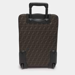 Pre Owned Fendi Tobacco Zucca Coated Canvas And Leather Carry On Luggage Suitcase