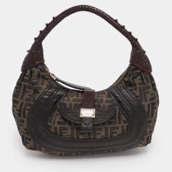 Pre Owned Fendi Tobacco Zucca Canvas and Leather Spy Moro Hobo