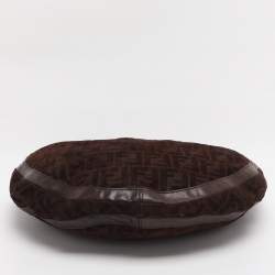 Pre Owned Fendi Brown FF Logo Suede Hobo