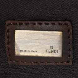 Pre Owned Fendi Brown FF Logo Suede Hobo