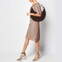 Pre Owned Fendi Brown FF Logo Suede Hobo