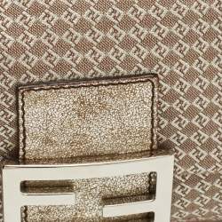 مملوكة مسبقًا Fendi Beige/Silver Printed Canvas and Leather Mini Mama Baguette Bag