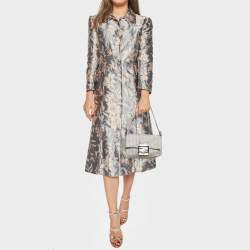 مملوكة مسبقًا Fendi Beige/Silver Printed Canvas and Leather Mini Mama Baguette Bag