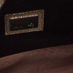 مملوكة مسبقًا Fendi Beige/Silver Printed Canvas and Leather Mini Mama Baguette Bag