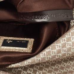 مملوكة مسبقًا Fendi Beige/Silver Printed Canvas and Leather Mini Mama Baguette Bag