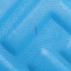 Pre Owned Fendi Blue Zucca Embossed Leather Medium Baguette Bag