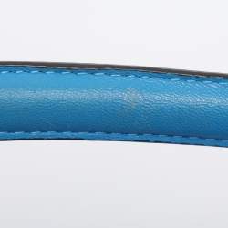 Pre Owned Fendi Blue Zucca Embossed Leather Medium Baguette Bag