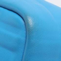 Pre Owned Fendi Blue Zucca Embossed Leather Medium Baguette Bag