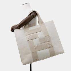 Pre Owned Fendi Shopping Bag Beige Canvas