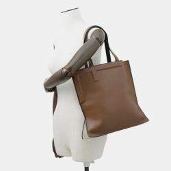 Pre Owned Fendi Flip Medium Tote Brown/Black Leather Size Medium