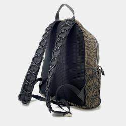Pre Owned Fendi FF Vertigo Brown Canvas Backpack 