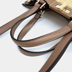 Pre Owned Fendi Beige Brown Fabric and Leather Peekaboo X Medium