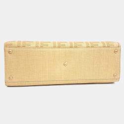 Pre Owned Fendi Beige Brown Fabric and Leather Peekaboo X Medium